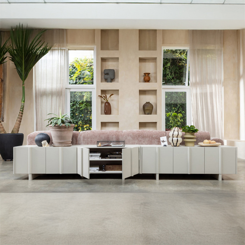 Meuble TV en pin gris clair FSC 152 cm - Basu