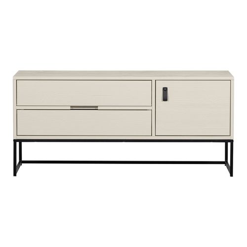 Meuble TV en pin FSC avec base métal noir 120 cm - Silas