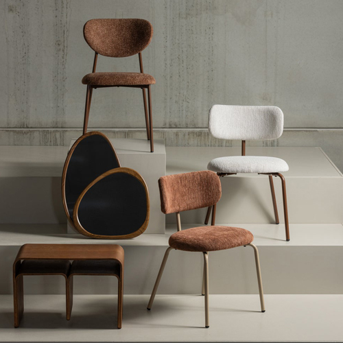 Lot de 2 chaises de salle à manger moderne en tissu tissé marron - Travis