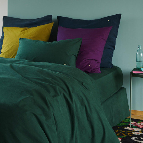 Drap housse en coton bio Vert 90 x 200 cm - Celeste