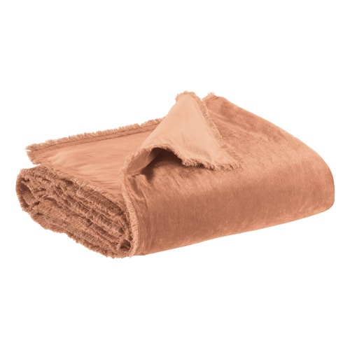 Edredon en velours rose 85 x 200 cm - Fara
