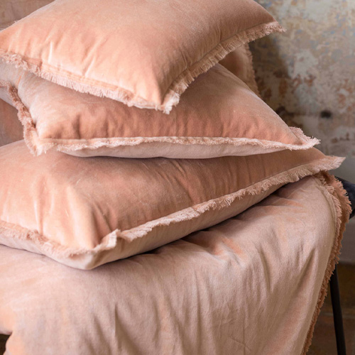 Edredon en velours rose 85 x 200 cm - Fara