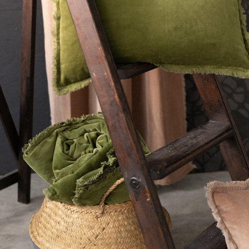 Edredon en velours Vert eucalyptus 85 x 200 cm - Fara