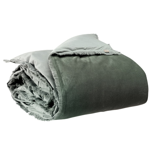 Edredon en velours Vert thym 85 x 200 cm - Fara