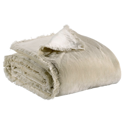 Jeté de lit en velours ecru 260 x 260 cm - Fara
