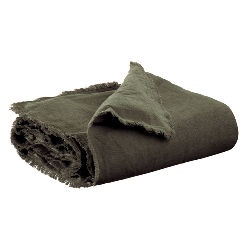 Edredon uni en lin et coton Vert 85 x 200 cm - Laly