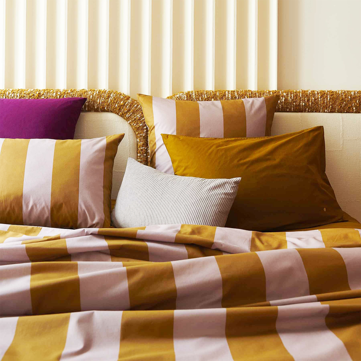 Housse de couette en coton bio rayée Rose 240 x 260 cm - Malo