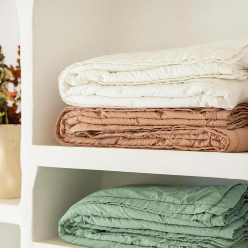 Jeté de lit en coton Naturel 240 x 260 cm - Tika