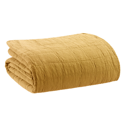 Jeté de lit coton recyclé Jaune 260 x 260 cm - Titou