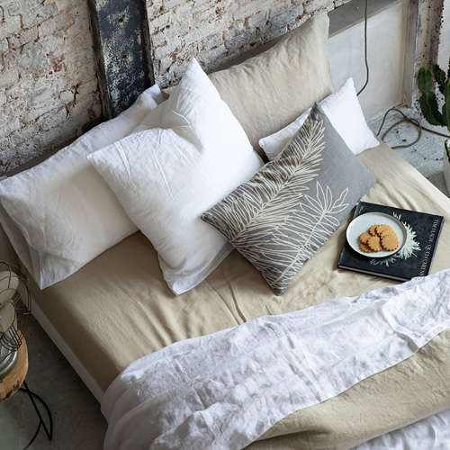 Drap housse en lin Naturel 160 x 200cm - Zeff