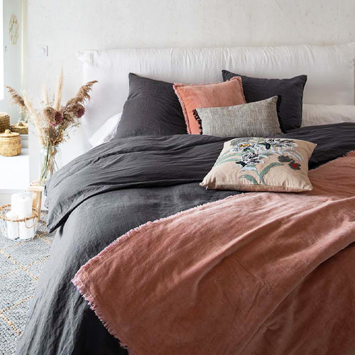 Housse de couette en lin Gris 240 x 220 cm - Zeff