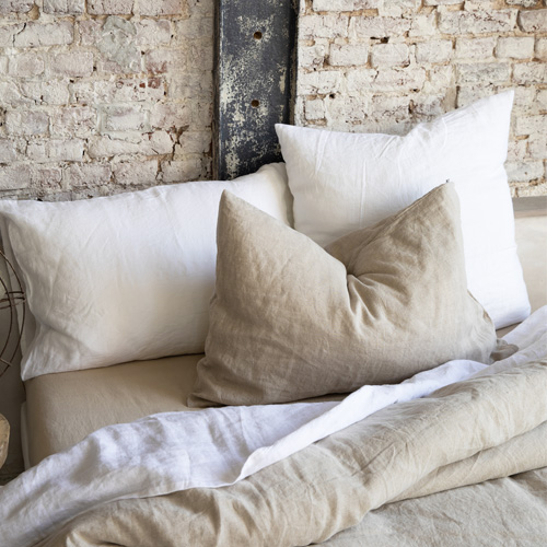 Lot de 2 Taies d'oreiller en lin Vert 65 x 65 cm - Zeff