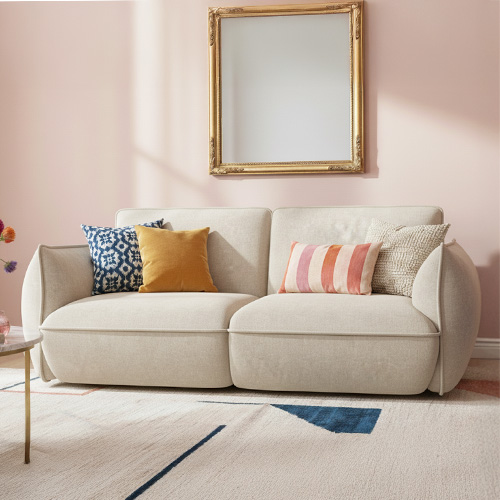 Canapé 3 places en tissu chenille beige - Lidia