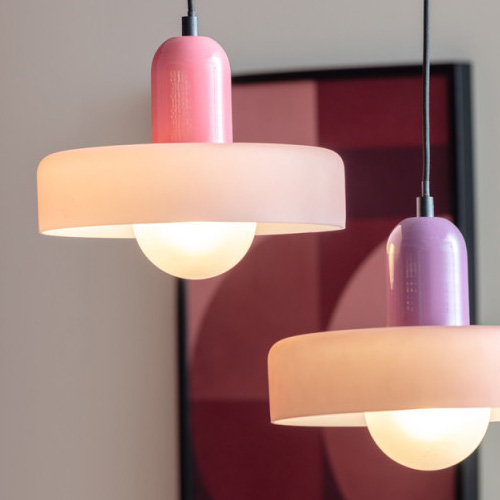 Suspension en verre rose brun avec rose pâle - diam 25cm - Opaco Grato