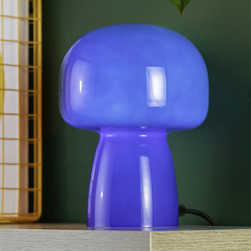 Lampe à poser champignon en verre bleu cobalt - Fervor
