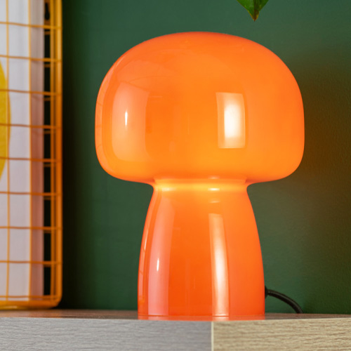 Lampe à poser champignon en verre orange vif - Fervor
