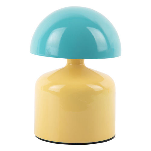 Lampe de table champignon LED en métal jaune et bleu - Impetu