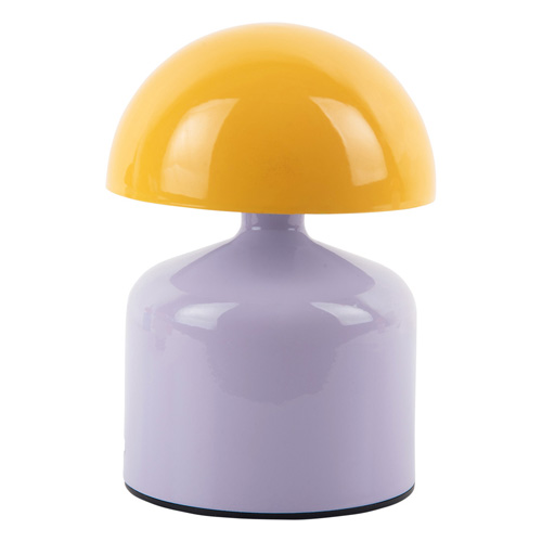Lampe de table champignon LED en métal violet et jaune - Impetu