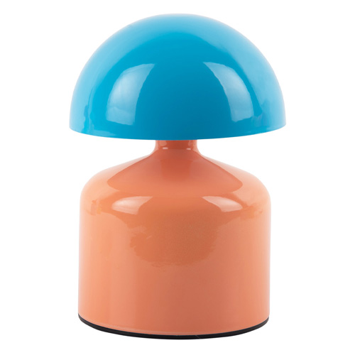 Lampe de table champignon LED en métal orange et bleu - Impetu