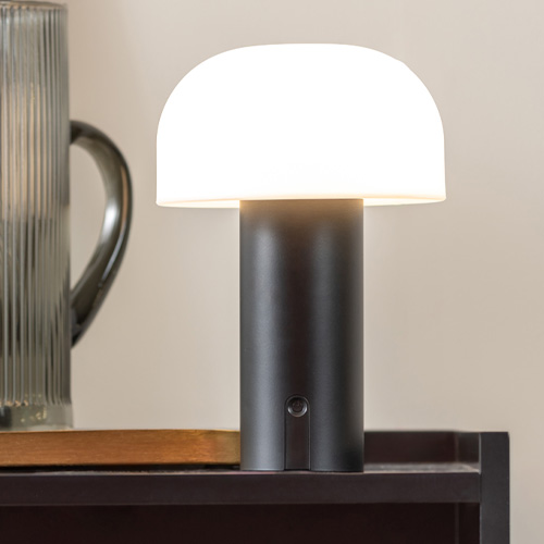 Lampe de table champignon LED en métal noir - Luca