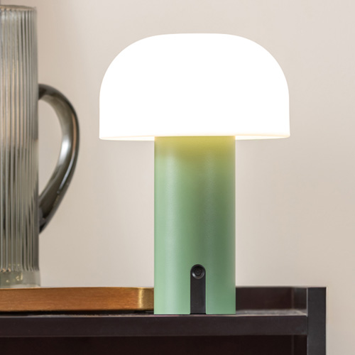 Lampe de table champignon LED en métal vert kaki - Luca
