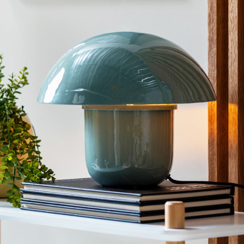 Lampe à poser champignon en métal émaillé bleu - Fat Mushroom