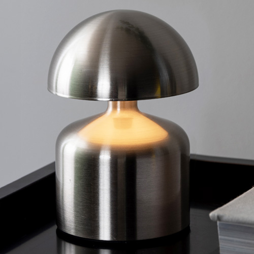 Lampe de table champignon LED en métal bleu turquoise - Impetu