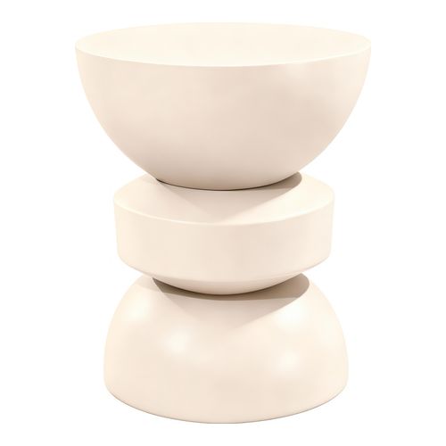 Bout de canapé en résine beige mat Ø30 cm - Elin