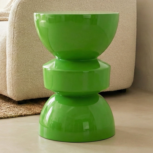 Bout de canapé en résine vert brillant Ø30 cm - Elin