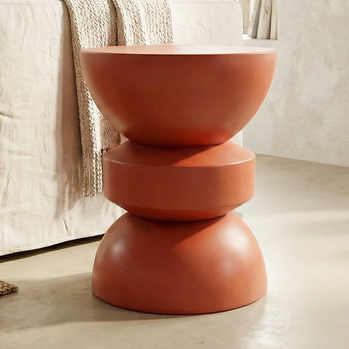 Bout de canapé en résine terracotta mat Ø30 cm - Elin