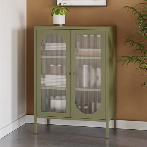 Buffet 2 portes en métal vert 70 cm - Ysia