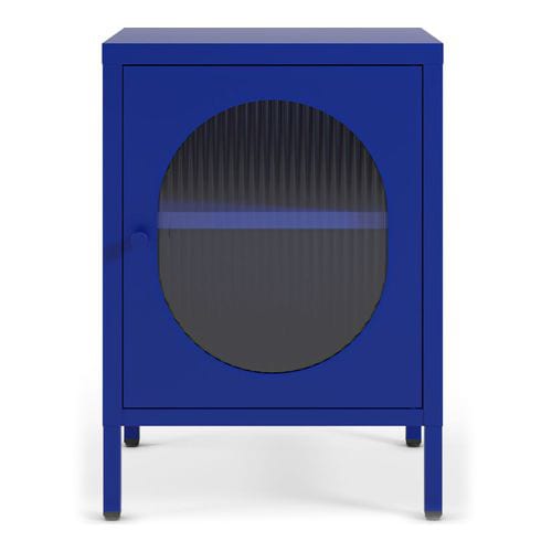 Table de chevet 1 porte en métal bleu électrique 40 cm - Ysia