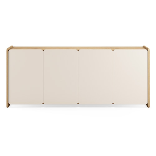 Buffet 4 portes beige et décor chêne 180 cm - Sami