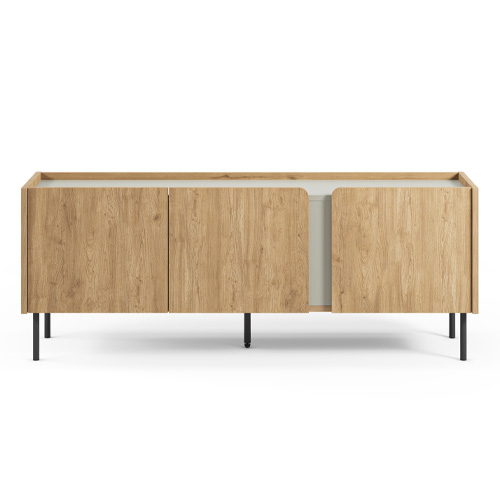 Meuble TV 3 portes décor chêne et vert 140 cm - Ingo