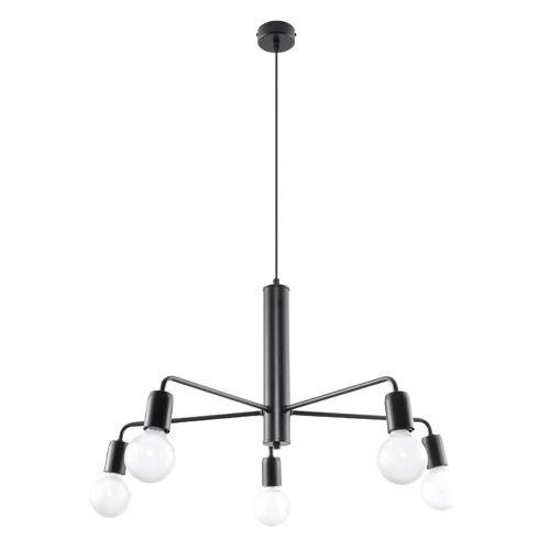 Suspension en métal noir 5 ampoules - 60 cm - Duomo