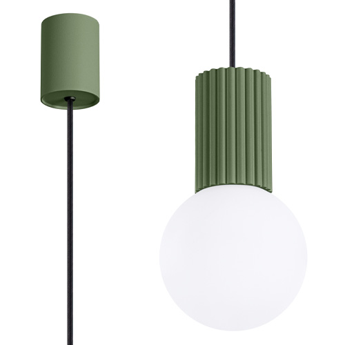 Suspension en aluminium cannelé vert olive - Halo