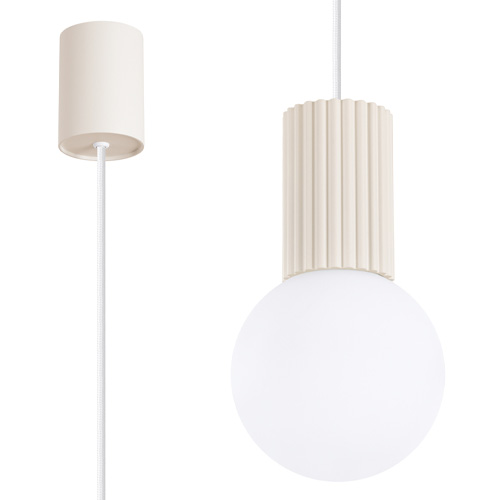 Suspension en aluminium cannelé beige - Halo