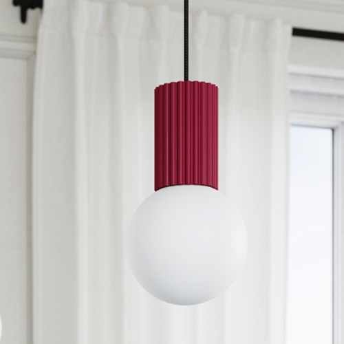 Suspension en aluminium cannelé bordeaux - Halo