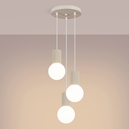 Suspension en aluminium cannelé 3 ampoules blanc - Halo