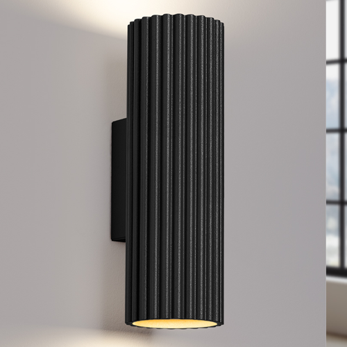 Applique en aluminium cannelé 20 cm noir - Karbon