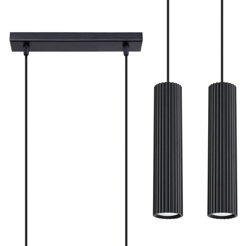 Suspension en aluminium cannelé 2 ampoules - Karbon