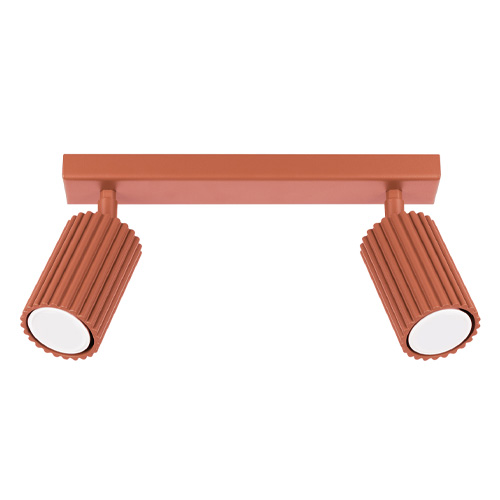 Plafonnier linéaire en aluminium cannelé 2 ampoules terracotta - Karbon