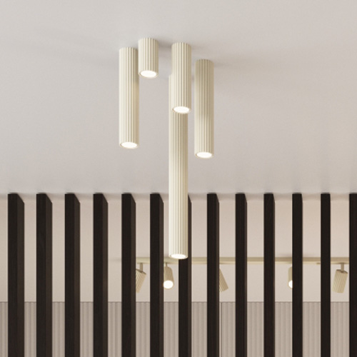 Plafonnier en aluminium cannelé 20 cm beige - Karbon