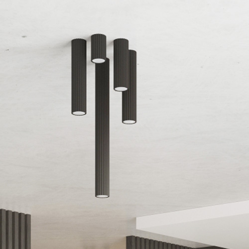 Plafonnier en aluminium cannelé 30 cm noir - Karbon