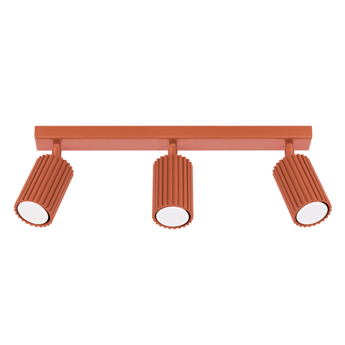 Plafonnier linéaire en aluminium cannelé 3 ampoules terracotta - Karbon