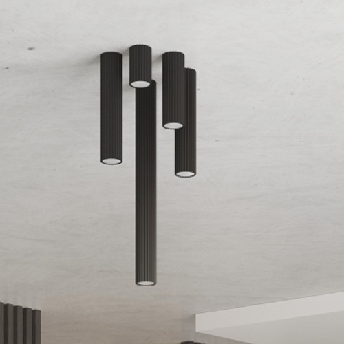 Plafonnier en aluminium cannelé 40 cm noir - Karbon