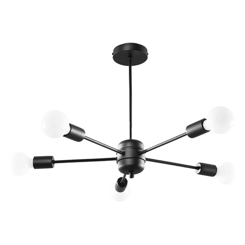 Suspension circulaire en métal noir 5 ampoules - Lango