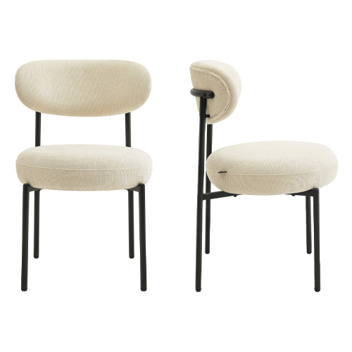 Lot de 2 chaises de salle à manger en tissu chenille beige - Orla