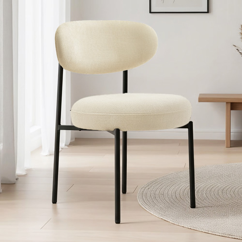 Lot de 2 chaises de salle à manger en tissu chenille beige - Orla