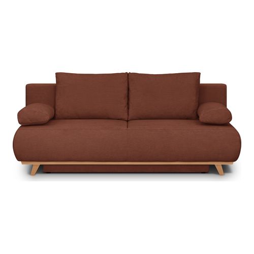 Canapé convertible 3 places avec coffre de rangement en tissu chenille rouille foncé - Laria